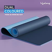 Lifelong Dual Color TPE Material Yoga Mat for Women & Men 6mm Anti-Slip Yoga Mat for Gym Workout Exercise Mat