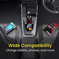 Portronics 60W Car Charger | 3-in-1 with Retractable Cable | Fast charging for multiple devices | Compact design | Ideal for travel | Durable and efficient | Keep your devices powered on the go!