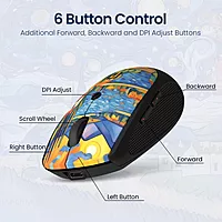 Portronics Toad III Plus Rechargeable Bluetooth Mouse – Bluetooth & 2.4GHz Wireless Connectivity | Stylish Illustrated Design | 6 Buttons | Soft Silicone Grip | Laptop, PC, Mac | Black