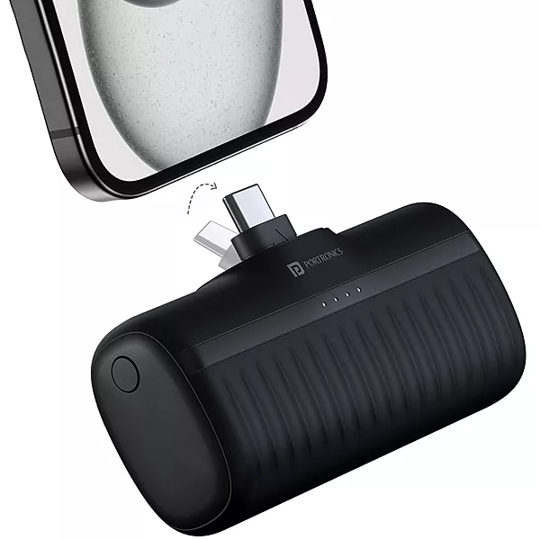 Portronics Power Pebble 5000mAh Powerbank – 20W PD Output | Foldable Pin | LED Indicator