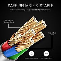 Portronics Konnect L Type-C Cable – 2M, 3A Fast Charge, durable design, perfect for quick data transfer and charging, compatible with various devices, ideal for home and office use.