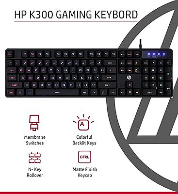 Open Box HP Wired USB Gaming Keyboard, K300