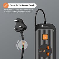 Portronics Power Plate 13 – 5 Sockets, 2M Cord, 1500W, Surge Protection, Compact Design, Ideal for Home & Office, Overload Protection, Durable Build, Easy to Use, Perfect for Multiple Devices.