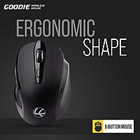 Lapcare Goodie LMW‑222: 2.4 GHz wireless mouse with 1600 DPI sensor, rubber-textured grip, 6 buttons, auto‑sleep mode & tested for 3M clicks.