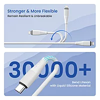 POR 2718 Silklink C-Lightning – 20W USB-C to Lightning Soft Silicon Cable | 1M | White | 06 Months