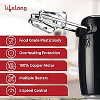 Lifelong LLHM01 150 W Regalia Hand Mixer For Mixing Cake Batters, Atta