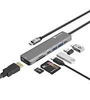 Portronics Mport 52 – 7-in-1 USB-C Hub features 4K HDMI, USB 3.0 ports, SD card reader, and more. Perfect for expanding connectivity for laptops and devices, enhancing productivity on the go.