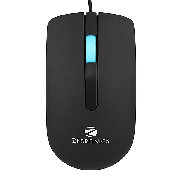 Zebronics Juggle Wired Mouse – 1200 DPI, USB, ergonomic design, smooth tracking, ideal for gaming and office use, durable build, plug and play, compatible with Windows and Mac, sleek look.