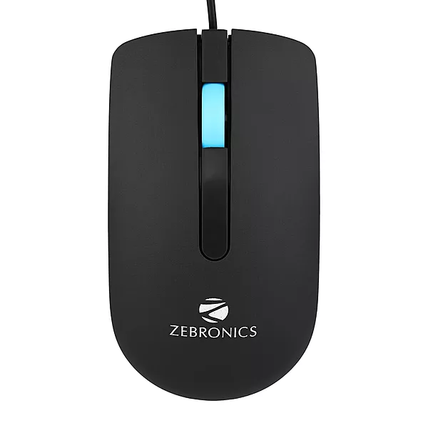 Zebronics Juggle Wired Mouse – 1200 DPI, USB, ergonomic design, smooth tracking, ideal for gaming and office use, durable build, plug and play, compatible with Windows and Mac, sleek look.