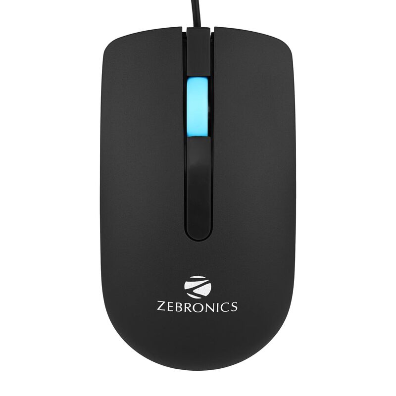 Zebronics Juggle Wired Mouse – 1200 DPI, USB, ergonomic design, smooth tracking, ideal for gaming and office use, durable build, plug and play, compatible with Windows and Mac, sleek look.