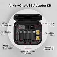 Portronics Snapcase – 60W Fast Charging Cable Kit, All-in-One, features durable design, multiple connectors, and rapid charging capabilities, perfect for all your devices on the go.