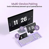 Portronics Bubble Square Bluetooth + Wireless Keyboard – Multimedia Keys |  Purple | 1 Year Warranty