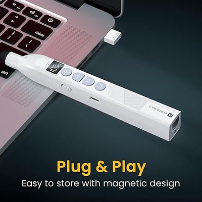 Portronics SlideMate 2 Wireless Presenter Remote with Rechargeable Battery, Slide Changer Buttons, USB Receiver, Telescopic Extendable Pointer Stylus, Presentation Pen for Laptops & PC (White) Portronics SlideMate 2 Wireless Presenter Remote with Rechargeable Battery, Slide Changer Buttons, USB Receiver, Telescopic Extendable Pointer Stylus, Presentation Pen for Laptops & PC (White)