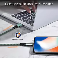 POR 1067 Konnect CL C-Lightning – 20W USB-C to Lightning Braided Cable 1.2M Green 06 Months