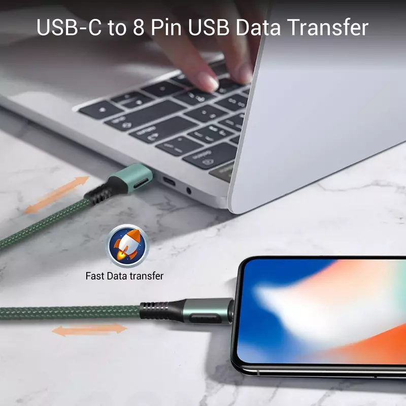 POR 1067 Konnect CL C-Lightning – 20W USB-C to Lightning Braided Cable 1.2M Green 06 Months
