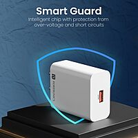 Portronics Adapto 30V 30W USB-A Fast Charging Wall Charger with 6A Cable