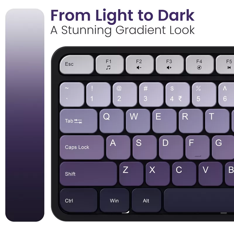 Portronics Key11 Purple Combo | BT 5.3, Type-C, Silent Keys, Ergonomic Design, Long Battery Life, Multi-Device Connectivity, Sleek Finish, Perfect for Home & Office Use, Easy to Carry.