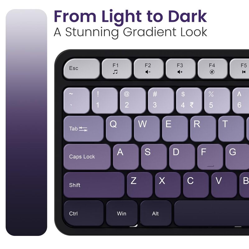 Portronics Key11 Purple Combo | BT 5.3, Type-C, Silent Keys, Ergonomic Design, Long Battery Life, Multi-Device Connectivity, Sleek Finish, Perfect for Home & Office Use, Easy to Carry.