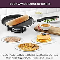 Borosil Granito Non-Stick Flat Tawa, Induction Friendly, Granite Finish, PFOA-Free, 25 cm Diameter