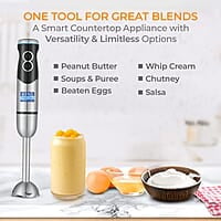 Kent Ss Hand Blender 450W | Variable Speed Control | Turbo Switch For Fast Blending | Detachable Shaft For Easy Cleaning | Hot & Cold Blending | Low Noise Dc Motor - Stainless Steel, 450 Watts, Silver