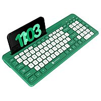 Portronics Bubble Square Bluetooth + Wireless Keyboard – Multimedia Keys  | Green | 1 Year Warranty
