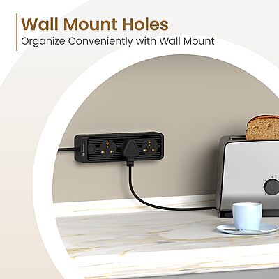 Portronics Power Plate 21 Extension Board – 3 Sockets, 1.5m Cord, 1440W, Black