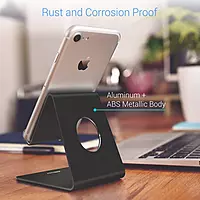 Portronics MODESK Mobile Holder – Durable Metal, Anti-Skid Design, Adjustable Angle, Perfect for Hands-Free Viewing, Compatible with All Smartphones, Ideal for Home & Office Use, Compact & Portable.