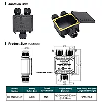 IP68 3-Way Waterproof Junction Box | UV-Resistant Outdoor Enclosure with PG9 Cable Glands