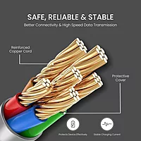 POR 1441 Konnect L C-C – 60W USB-C to USB-C Braided L Pin Cable | 1.2M | Grey | 06 Months
