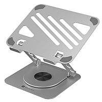 Portronics My Buddy K3 – Laptop Tabletop Stand (Silver) offers adjustable height and angle for ergonomic comfort. Lightweight and portable, it's perfect for home or office use, enhancing productivity.