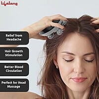 Lifelong Rechargeable Electric Head & Scalp Kneading Massager, 4 Speed Modes, Handheld Portable Head Massager for Hair Growth
