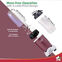 Wonderchef Nutri-blend Activ Mixer Grinder Blender, Smoothie Maker, 500W 22000 RPM 100% Full Copper Motor, 2 Unbreakable Jars Red