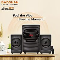 lapcare Badshah LUS‑207 Bluetooth Home Theatre – 50 W 2.1, Wooden Cabinet, High-Bass Stereo Sound | USB, Aux, FM Inputs | Remote Control
