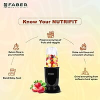 Faber Sportz Blender FSB 2-in-1 Nutrifit Nero 400W 2 PC Jar 500ML & 300ML