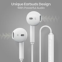 Portronics Conch Theta L – 8-Pin Earphones with Mic, featuring a sleek white design, high-quality sound, and comfortable fit for an immersive audio experience on the go.