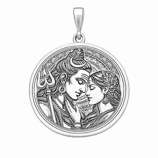 925 Sterling Silver Shiv Parvati Pendant for Men & Women | Lord Shiva Locket