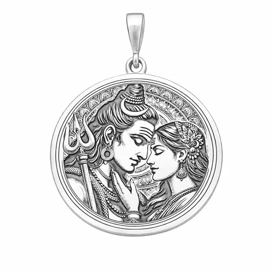 925 Sterling Silver Shiv Parvati Pendant for Men & Women | Lord Shiva Locket
