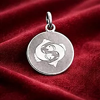 925 Sterling Silver Pisces Zodiac Pendant for Men & Women | Astrology Fish Charm Necklace | Round Engraved Horoscope Jewelry