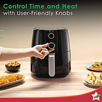 Wonderchef Prato Manual Air Fryer for Home & Kitchen with 5 Pre-set Menu 3.8 Litres Non-stick Basket