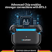 Blaupunkt Newly Launched BTW300 XTREME True Wireless Earbuds with Unstoppable 150 Hours* Playtime I Massive 800mAh Battery I CRISPR ENC AI MIC I BT Ver 5.3 I Gaming-Ready I TurboVolt Charging