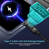 Portronics Konnect View – 100W USB-C Cable, LED Indicator, Durable Design, Fast Charging, Data Transfer, 1.5m Length, Compatible with Laptops, Smartphones, Tablets, Sleek Black Finish.