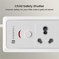 Portronics Power Plate 17 – 4 Sockets, 3840W, 3M Cord, Surge Protection, Compact Design, Ideal for Home & Office, Overload Protection, Durable Build, Convenient Power Solution for Devices.