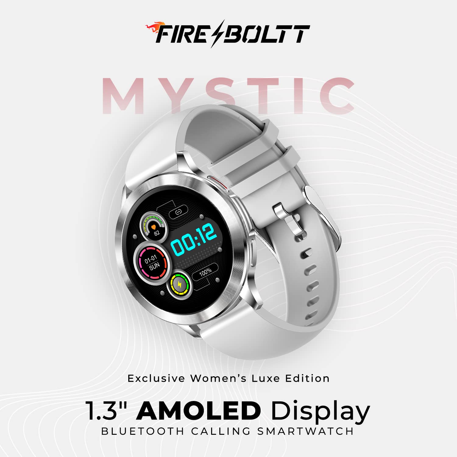 FireBoltt Mystic 1.3" AMOLED Display Smartwatch Silver