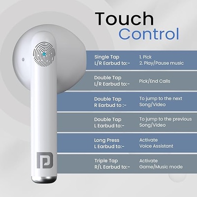 Portronics Twins S20 in Ear TWS Earbuds with 35 Hour Playtime, Touch Control, Low Latency, Game & Music Mode, 13mm Bass Dynamic Driver, IPX5 Water & Sweat Resistance, Type C Fast Charging Portronics Twins S20 in Ear TWS Earbuds with 35 Hour Playtime, Touch Control, Low Latency, Game & Music Mode, 13mm Bass Dynamic Driver, IPX5 Water & Sweat Resistance, Type C Fast Charging