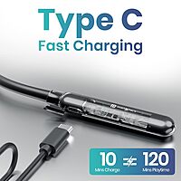 Portronics Harmonics Y3 Bluetooth In-Ear Headset – V5.4, Type-C | 40Hrs Play Time |  Black