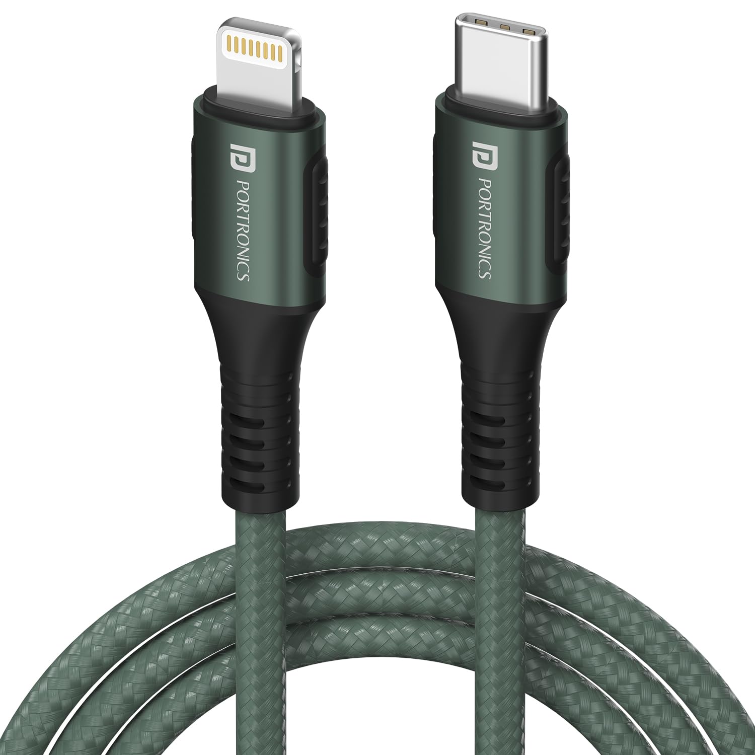 POR 1067 Konnect CL C-Lightning – 20W USB-C to Lightning Braided Cable 1.2M Green 06 Months