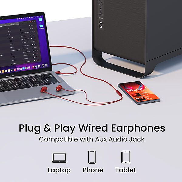 Portronics Conch Kappa – 3.5mm Earphones, Mic, Black. Enjoy clear sound and hands-free calling with these stylish earphones. Perfect for music lovers and on-the-go convenience.