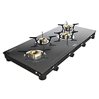 Preethi Luxe Max 4 Burner Glass Top Gas Stove With Driptray Less Infinity Design