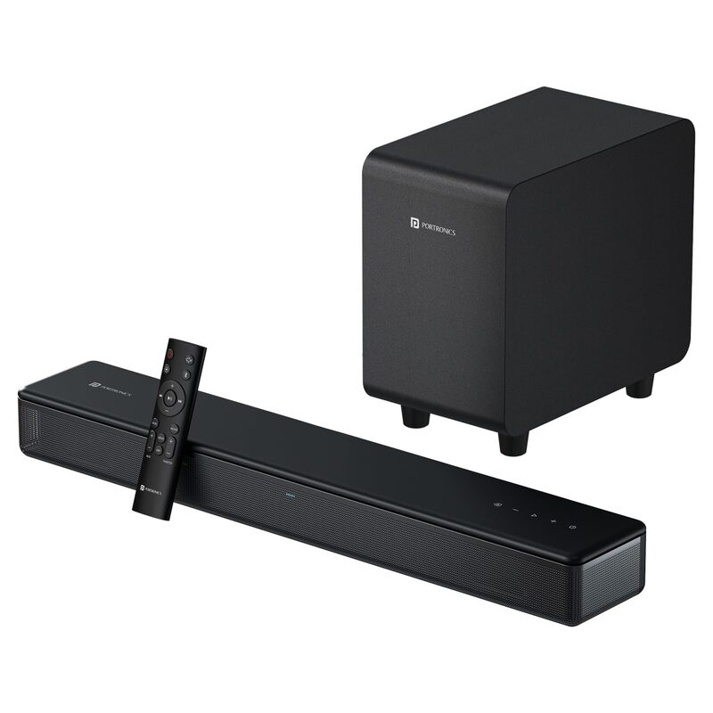 Portronics Sound Slick X – 250W 2.1 Soundbar with Subwoofer offers immersive audio experience, sleek design, and powerful bass. Perfect for movies, music, and gaming. Enhance your sound today!