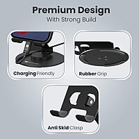 Portronics Mobot 4 – A versatile 360° mobile stand featuring a sturdy metal base, perfect for hands-free viewing. Ideal for video calls, streaming, and presentations. Adjustable and portable design.
